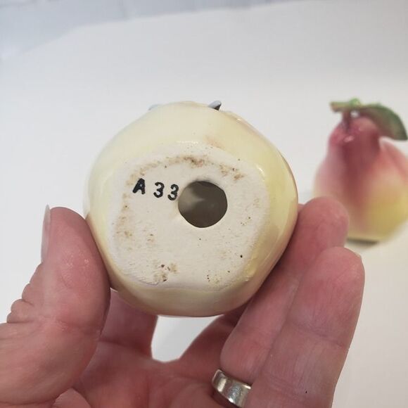 Adorable Vintage MCM Napcowear Ceramic Mouse in Apple Pear Toothpick Holder Set - Picture 3 of 5